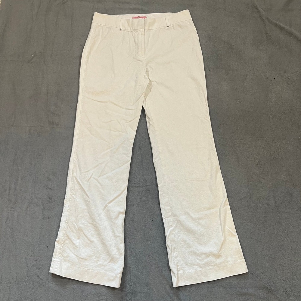 Gianni Bini Womens Linen Blend Pants Size‎ 8 White Career Casual